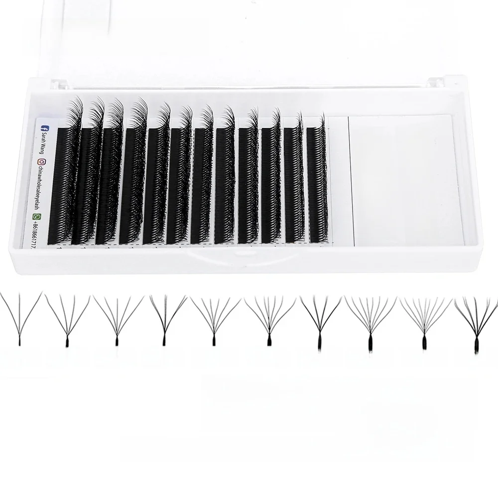 MASSCAKU vente en gros C/D Curl Faux vison préfabriqué Volume Fans cils individuels moelleux 6D 7D 8D 9D 10D W Style cils faciles à choisir