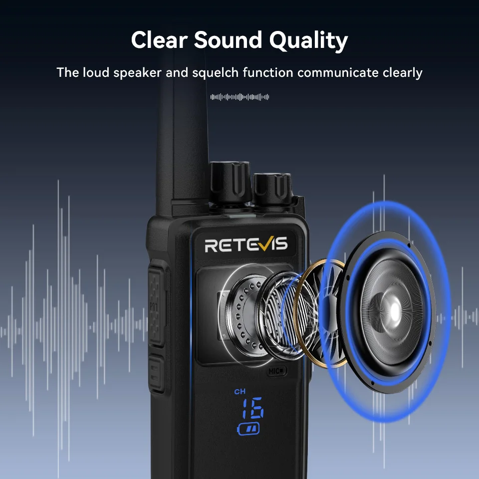 Retevis RT668H Walkie-Talkies 4 Stück PMR446 FRS Lizenzfreies Zweiwege-Funkgerät mit Verstecktem Display und VOX-Funktion für Radfahren und Wandern – Detail 16