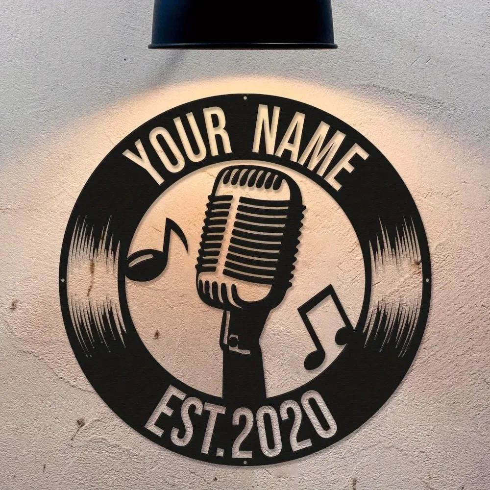 CIFbuy Custom Piano Iron Wall Plaque, Personalized Name Text, Music Room Courtyard Hanging Decor