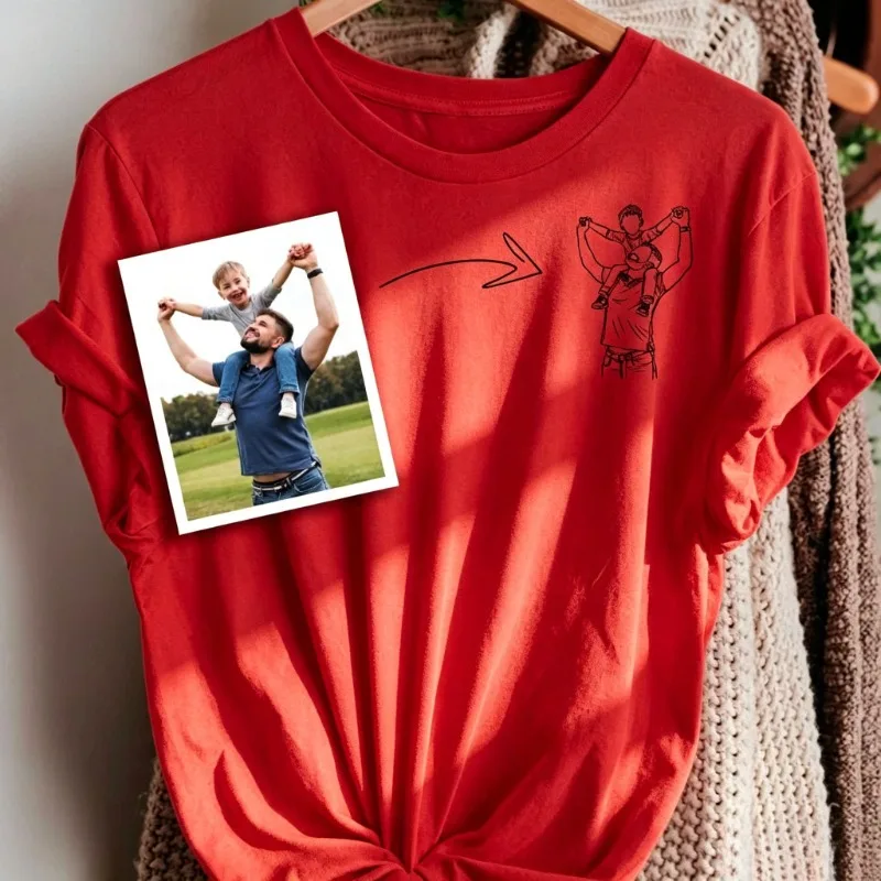 Customized Photo clothing fo kids Shirt Personalized Family Couple Tee daddy mother fathday day Gift Casual picture T‑Shirt tee