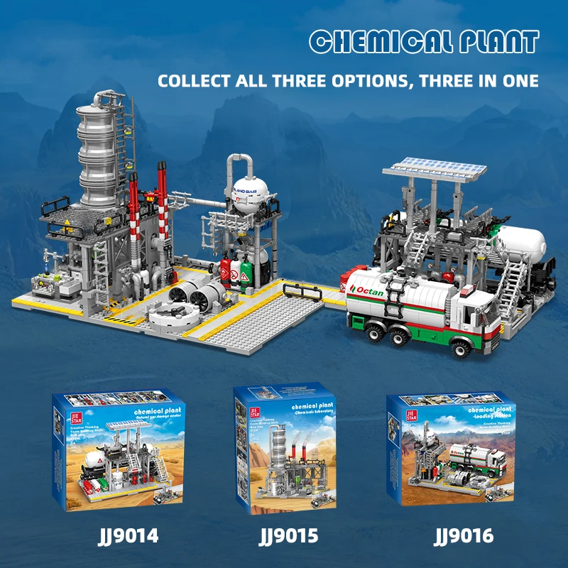 Chemical Plant Street View Building Blocks Natural Gas Storage Center Laboratory Transport Station 3 In 1 Model Bricks Kid Gifts