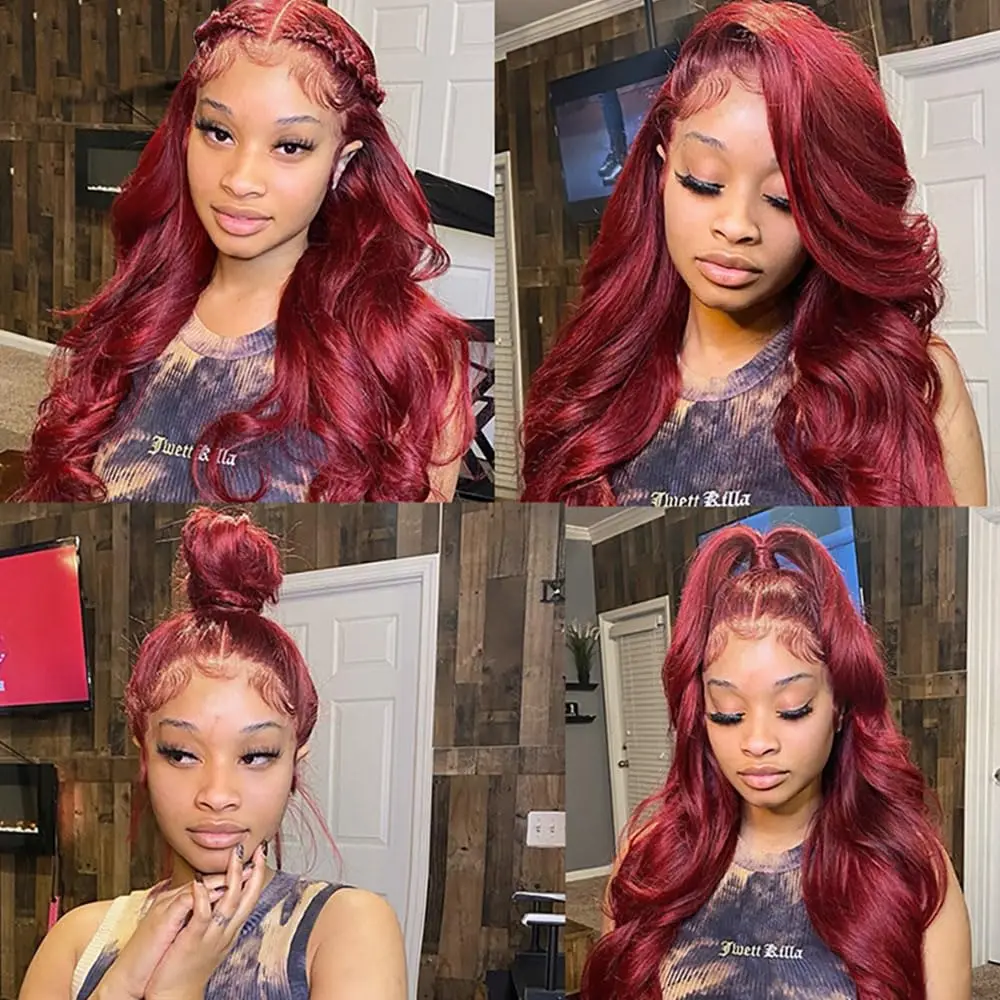 99j# Burgundy Red Body Wave Bundles Human Hair 100g/pc Wavy Hair Wine Red Human Hair Weave Bundles fashion Colored Hair Wefts