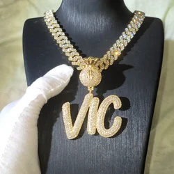 Custom Iced Out Money Bag Bail Letter Pendant Personalized Dollar Sign Letter Necklace Chain Charm Hip Hop Jewelry Gift For Him