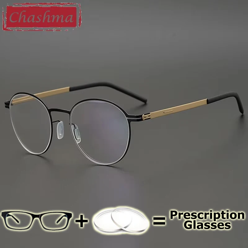 

Chashma Prescription Glasses Men Round Thin Flexible Optical Lenses Screwless Spectacles Progressive Eyeglasses Frames Women
