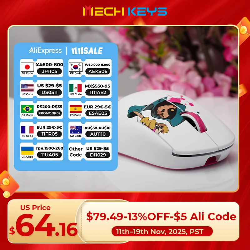 

Zaopin X Nachocustomz Z2 4K Swappable Wireless Mouse Ergonomics Design Pink and White Theme Skull Avatar Lightweight Gaming Mice