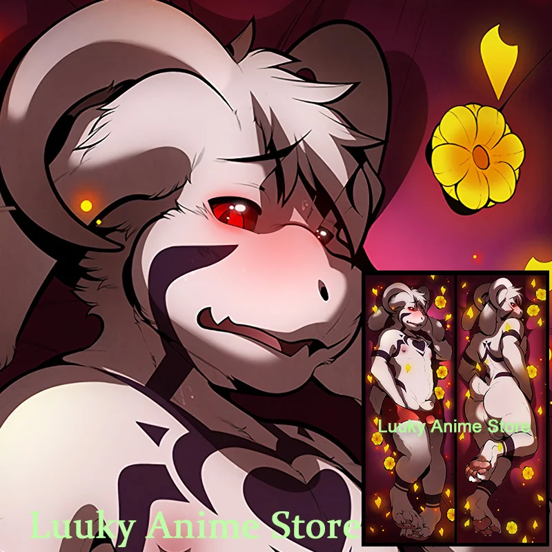 Dakimakura Anime Asriel Dreemurr (god form) Furry Double Sided Print Life-size Body Pillow Cover