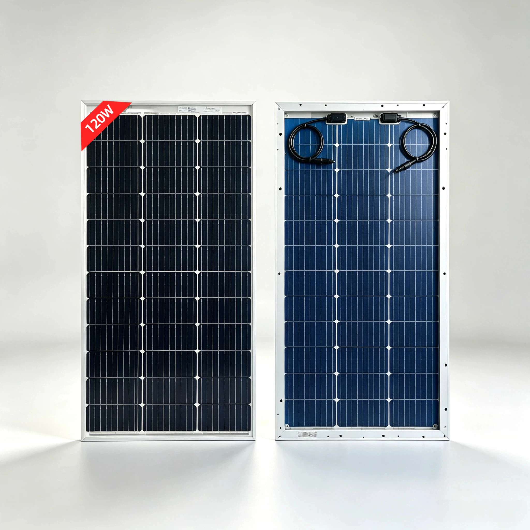 120 Watt bifaziales Solarpanel, hocheffizientes Solarmodul aus gehärtetem Glas mit Aluminiumrahmen, wasserdicht und wetterbeständig für Stromversorgungssysteme im Freien, für Zuhause, Wohnmobil und