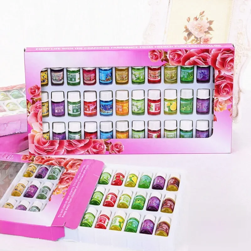 Huiles essentielles d'aromathérapie, mélange d'huiles de lavande et de roses, humidificateur d'huile soluble dans l'eau, diffuseur d'arôme essentiel de parfum de salle, 36x3ml