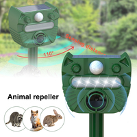 Solar Ultrasonic Animal Repeller Motion Detection LED Flashing Light & Sound Cat Dog Repellent Outdoor for Raccoon Deer Rabbit