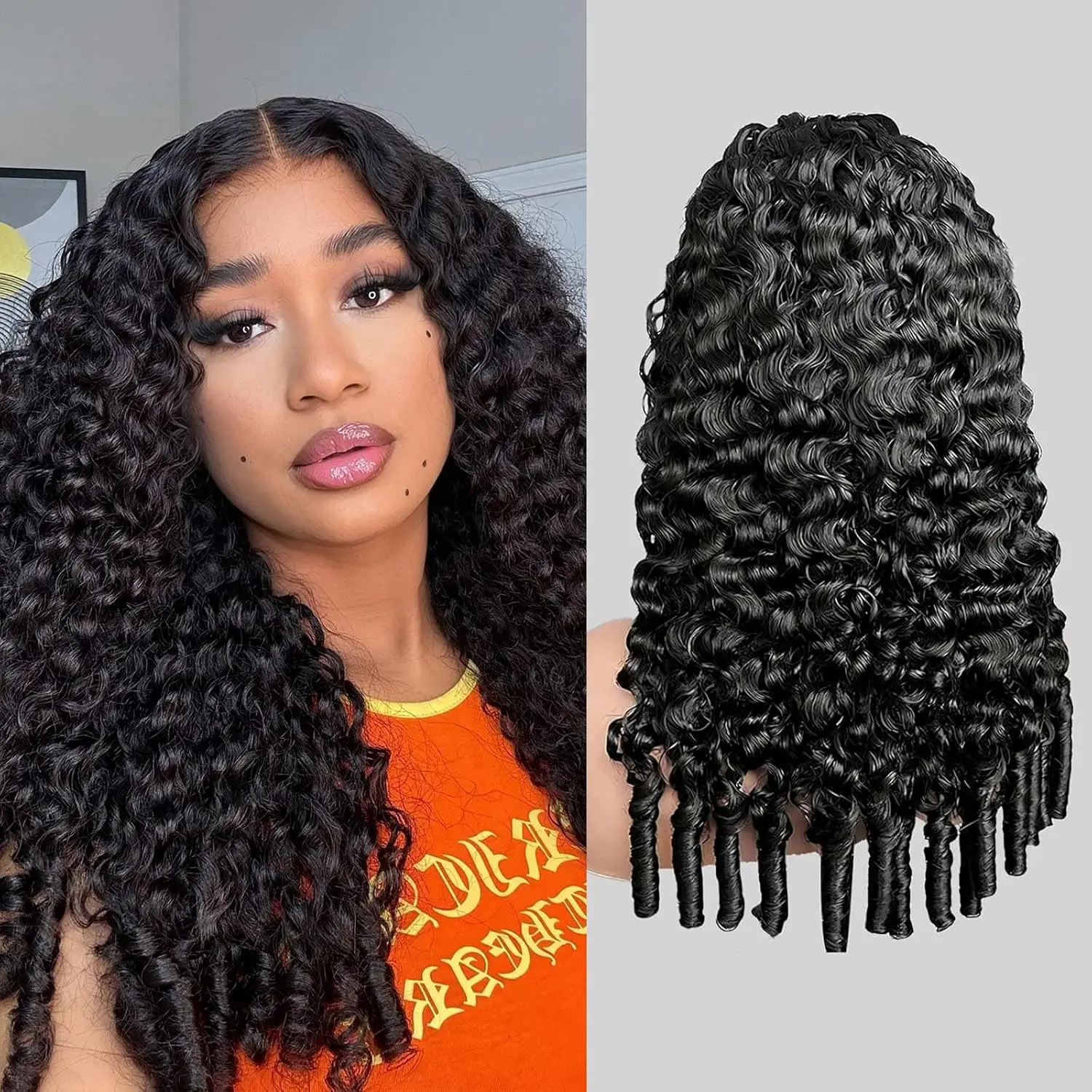 28 Inch Burmese Curly Human Hair Transparent 13X4 Lace Front Wigs for Women 200 Density Real Human Hair Lace Frontal Wigs Natural Color Soft Thick Curly
