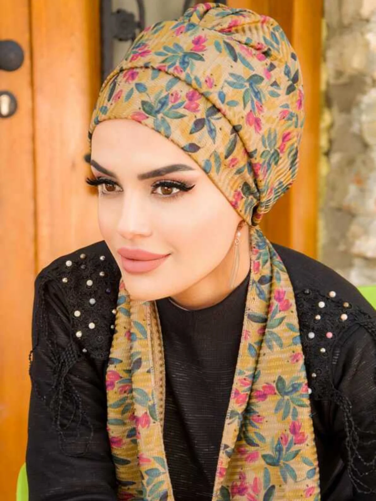 Patterned Scarf Bonnet, Turban Hijab Muslim Fashion Casual Bonnet Woman Indispensable for Modern and Stylish Women