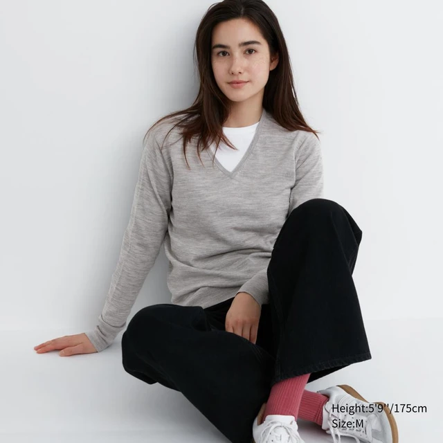 UNIQLO Extra Fine Merino V Neck Long Sleeve Sweater AliExpress