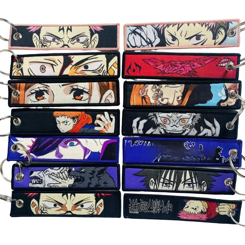 Porte-clés brodé d'anime japonais pour motos, porte-clés, porte-clés, accessoires de mode Chaveiro
