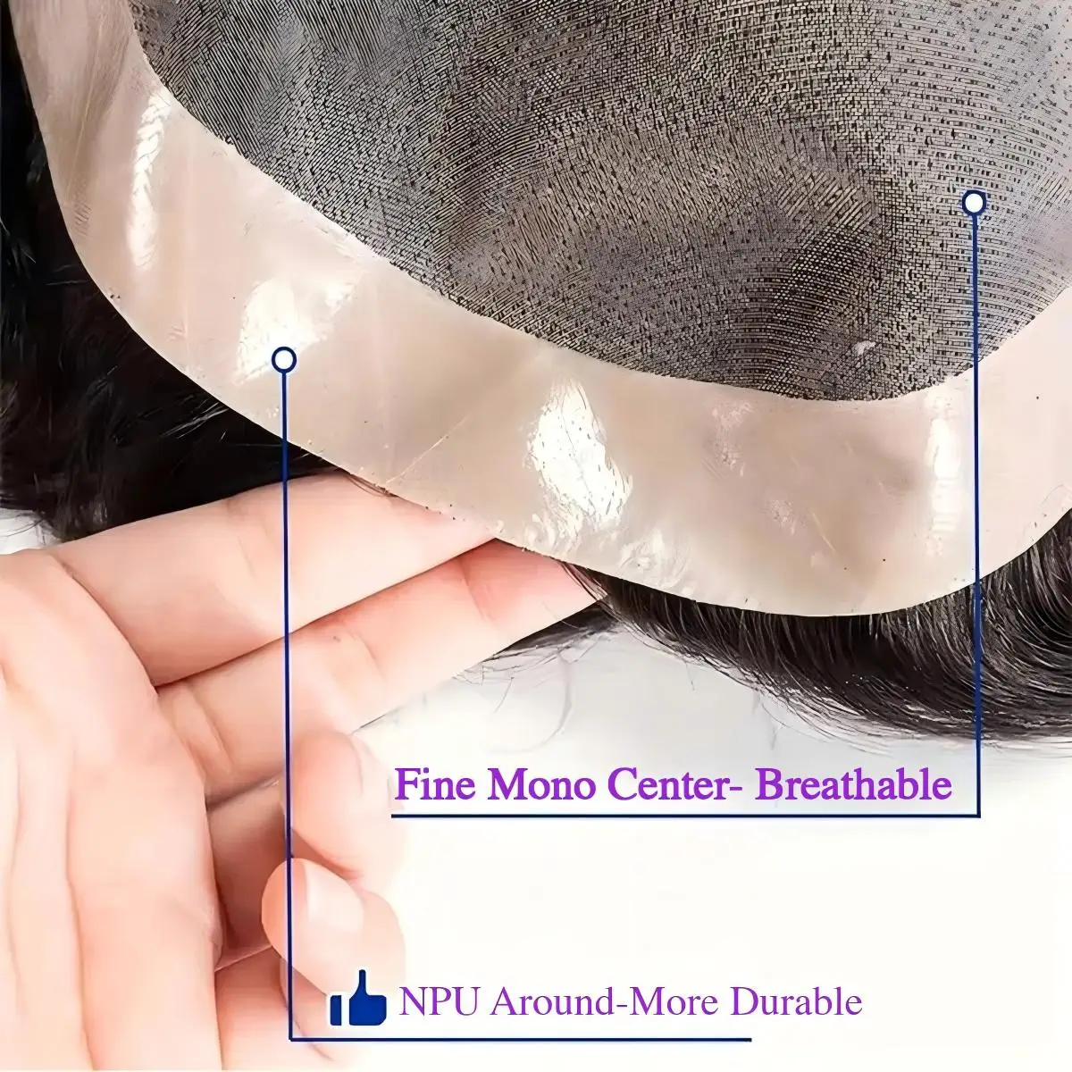 Men's Ultra Durable Hair Replacement System, Realistic Wig