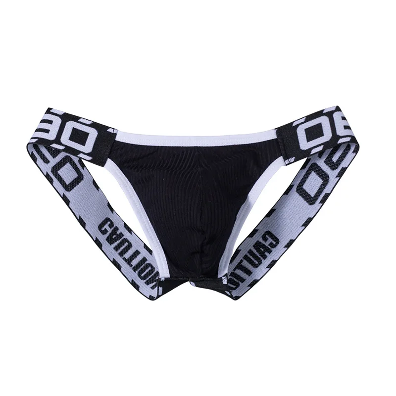 Popular men's thongs Low-waist solid color cotton comfortable and breathable underwear T-pants Hip crotchless bottoms