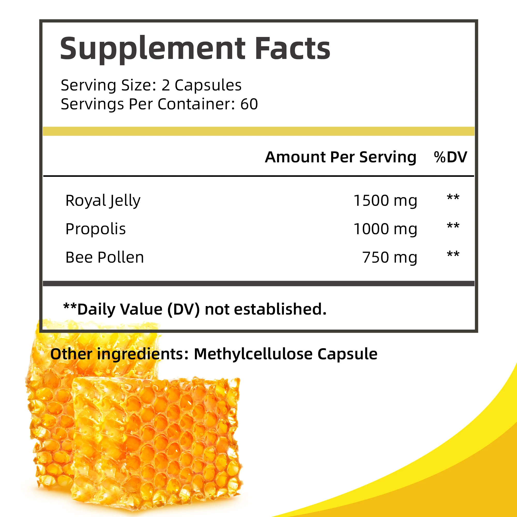 Bee Pollen - Enhance Immunity, Antioxidant, Relieve Joint Inflammation - 120 Capsules