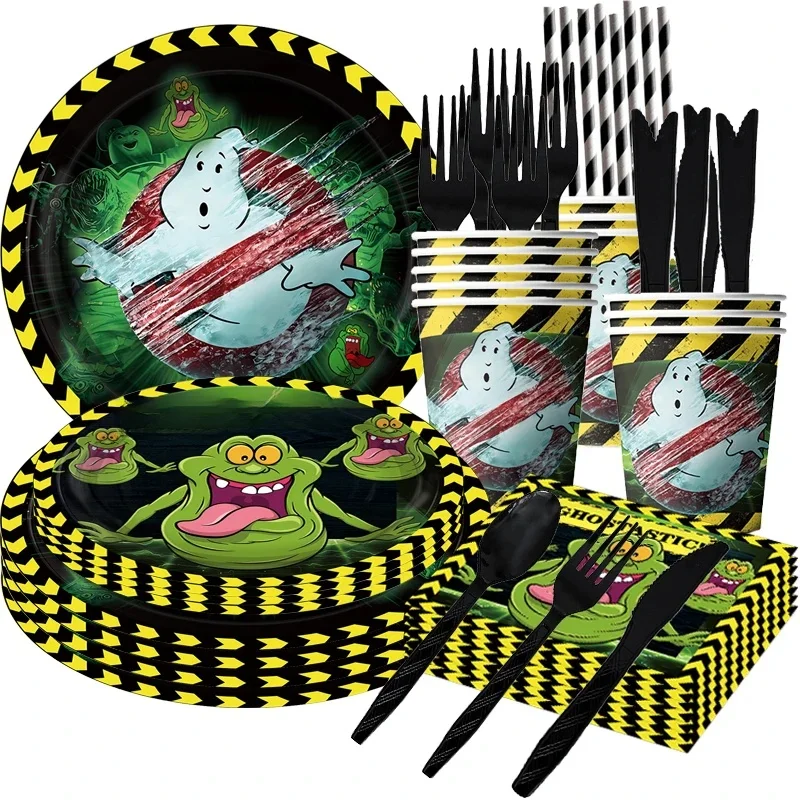 Ghostbusters Party Dekoration Fangen Geist Alles Gute Zum Geburtstag Winkel Einweg Geschirr CupPlate Tischdecke Baby Dusche Liefert Spielzeug