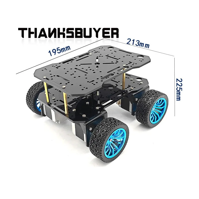 Single-layer Double-layer 42 Stepper Motor Intelligent Robot Car Chassis 4WD Differential Chassis with 65mm Rubber Wheels