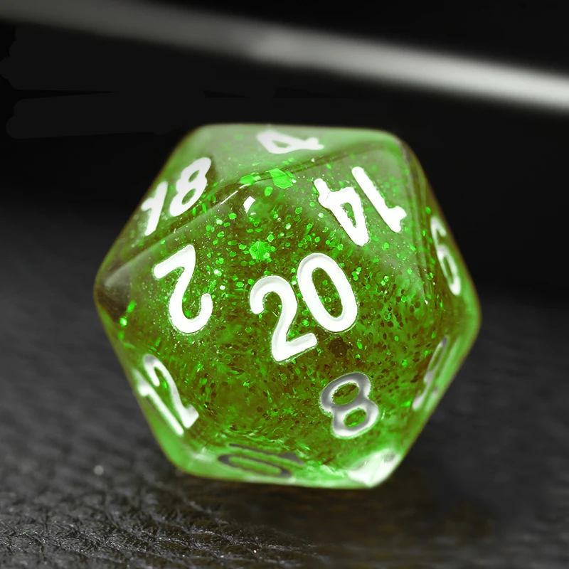 Juego de dados verdes D & D COC D4 D6 D8 D10 D % D12 D20, juegos de mesa DND RPG, 7 unidades por juego