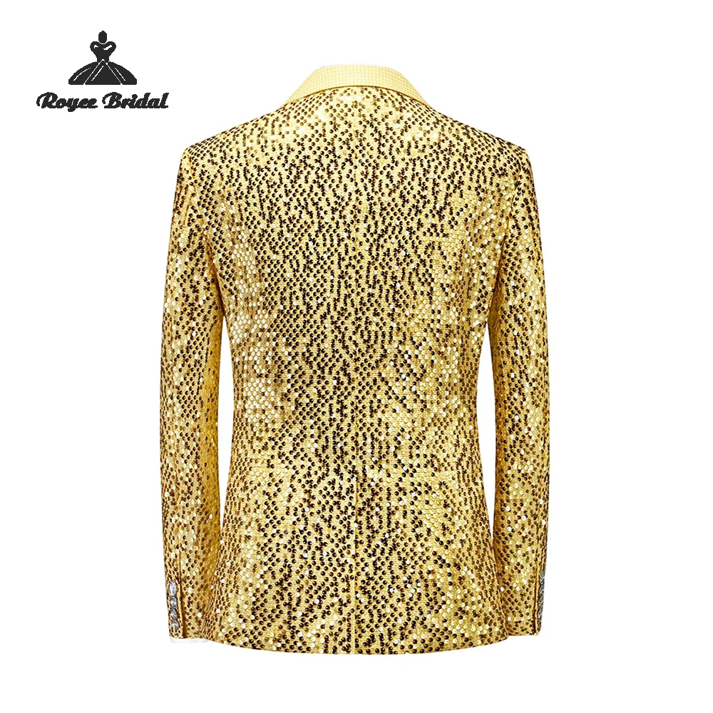Sparkly Sequins Two Piece Single Breasted Men's Suit Wedding 2026 Notched Lapel Evening Suit Customized trajes para hombre