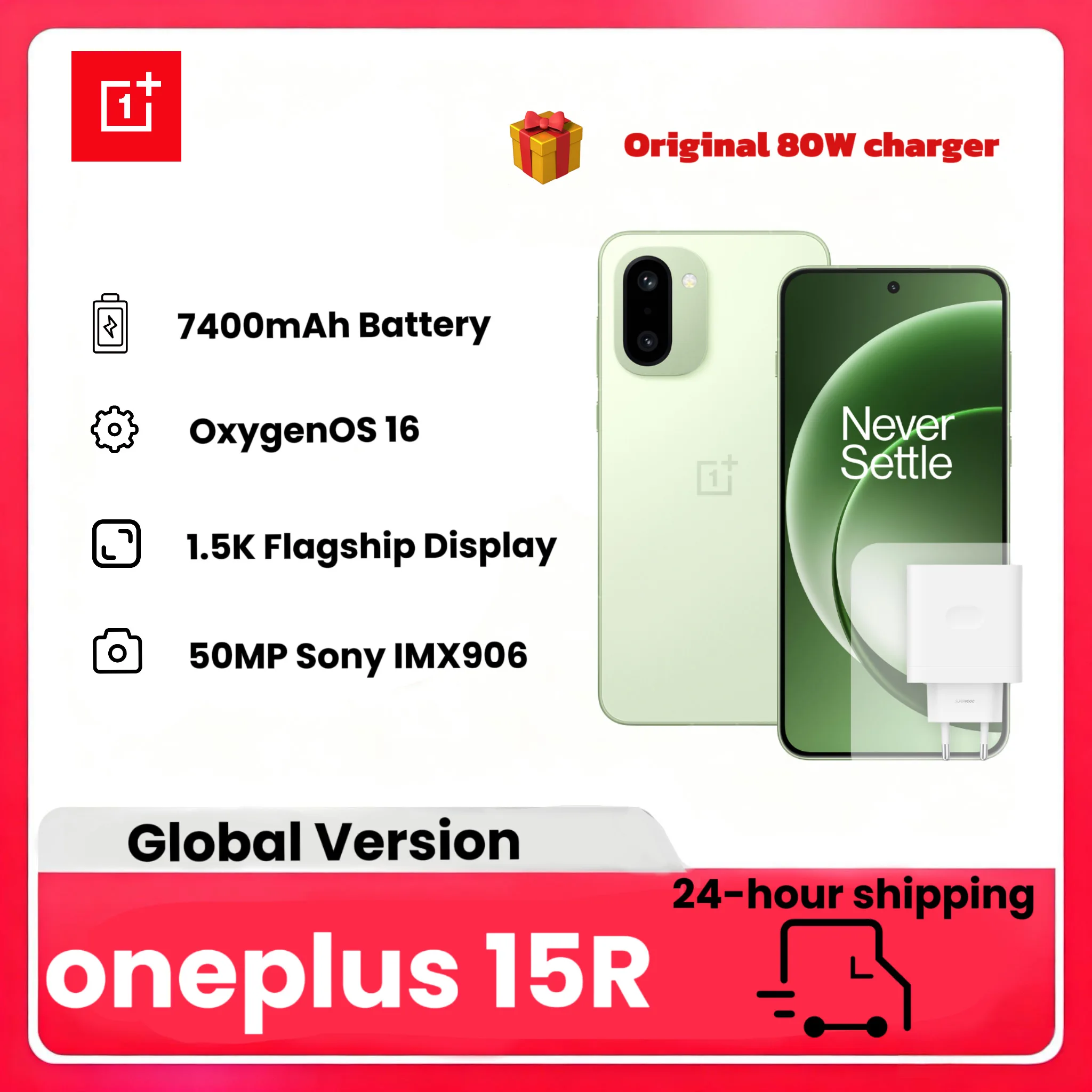 OnePlus 15R 5G AI Smartphone, 12 GB RAM, ROM Go, pantalla AMOLED en pulgadas, b…