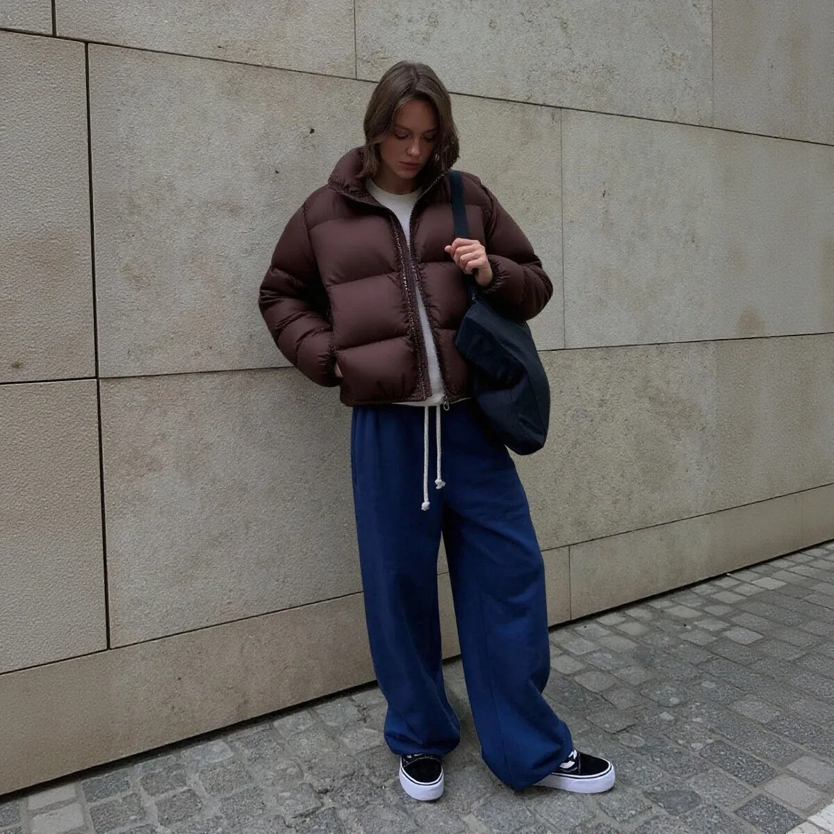 سترة نسائية منتفخة مقصوصة: قماش مبطن بياقة واقفة - ملابس يومية غير رسمية لعيد الميلاد، ملابس خارجية شتوية عالية الشارع مناسبة للشتاء