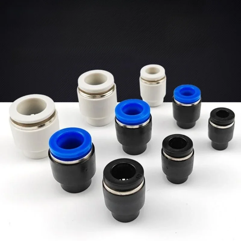 Connecteur pneumatique noir bleu, prise rapide en plastique, bouchon de tuyau PPF 4mm 6 8 10 12 14 16MM, connecteur d'étanchéité pour tuyau d'air, 1/5/10 pièces
