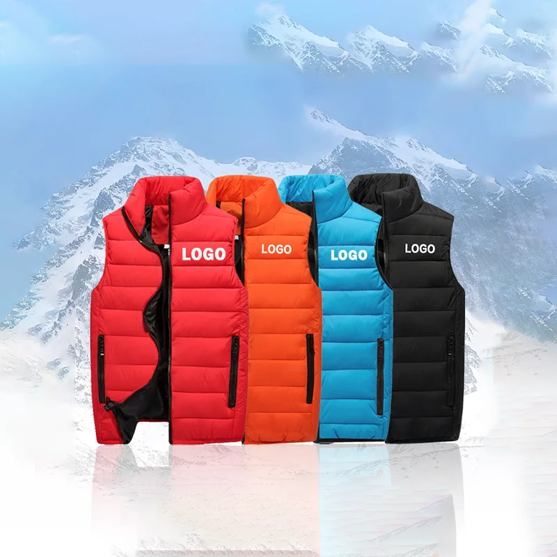 Custom Jacket Autumn Winter Men's Warm Sleeveless Vest Jacket Fashion Male Casual Zipper Sleeveless Hoodless Jacket Short Coat