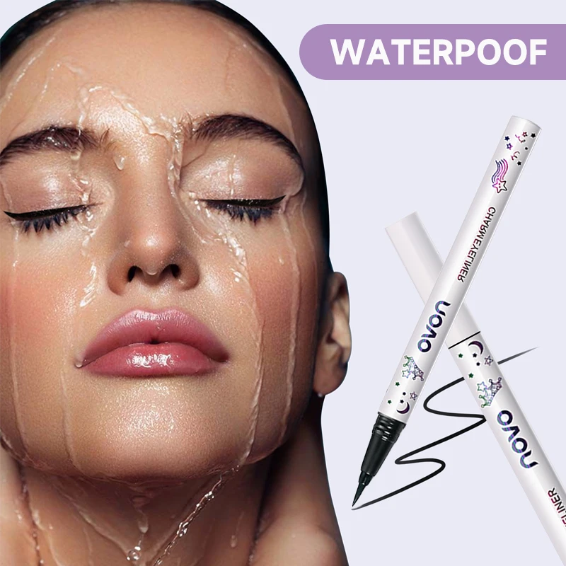 محدد عيون سائل بـ 8 ألوان - فرشاة فائقة الدقة، مقاومة للتلطخ، مقاومة للماء تدوم طويلاً، سريعة الجفاف، تصميم فني للعين #3