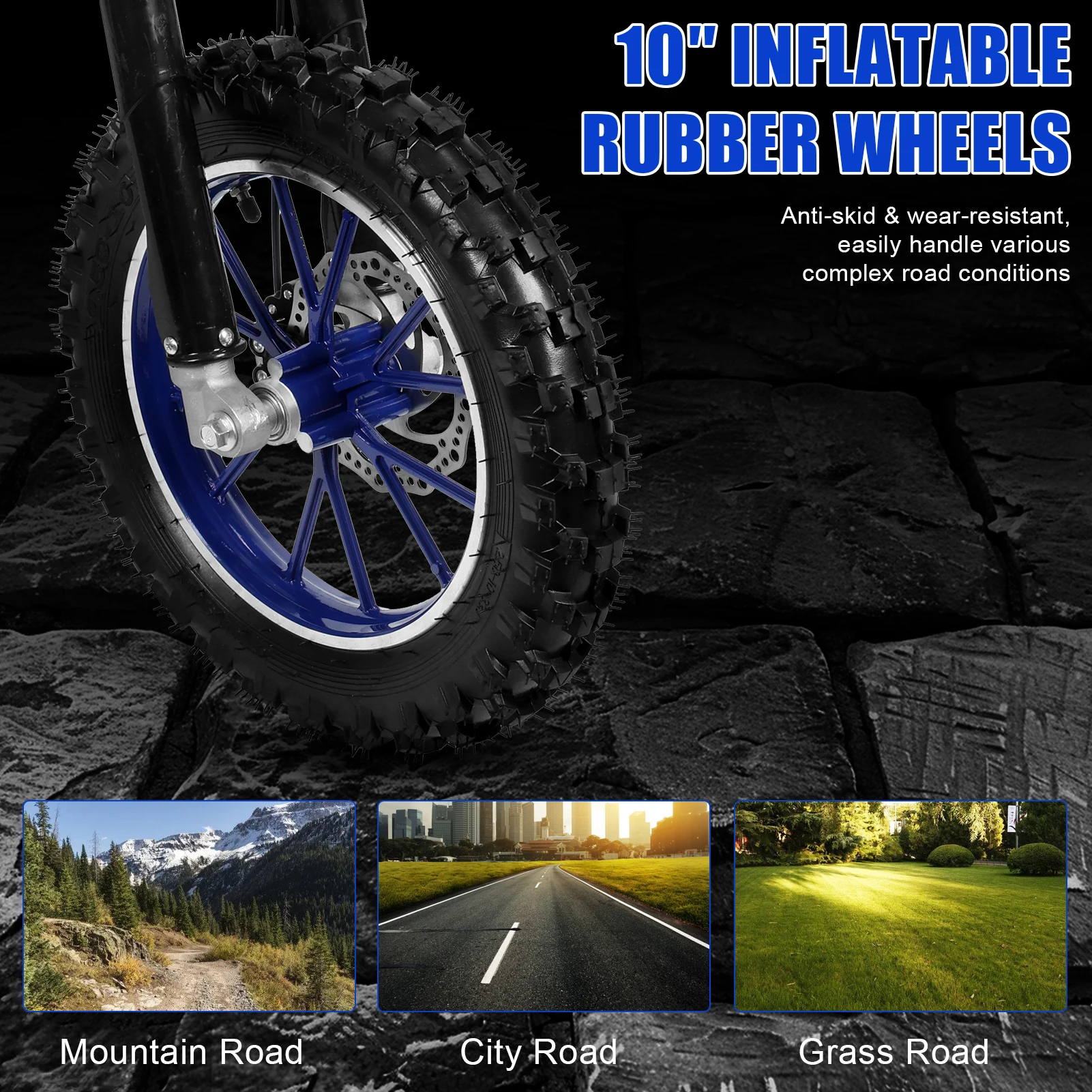 Mini moto tout-terrain pour enfants, vélo de poche, motocross à essence 2 temps, bleu et blanc, 49cc, D343