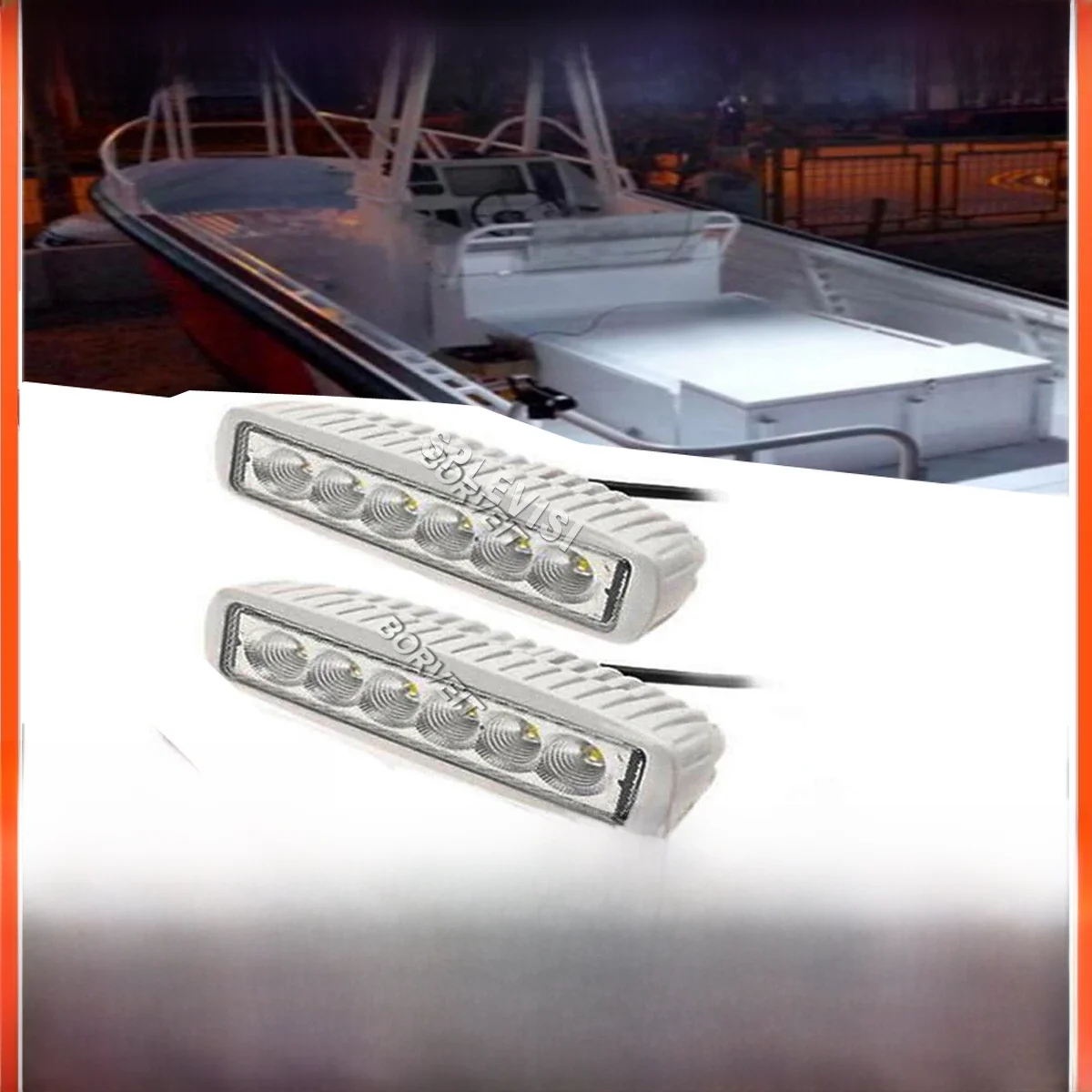 Projecteur Marin Étanche IP67, 12V, 6 LED, pour Pont, Bateau, Yacht, T-Top, 2 Pièces