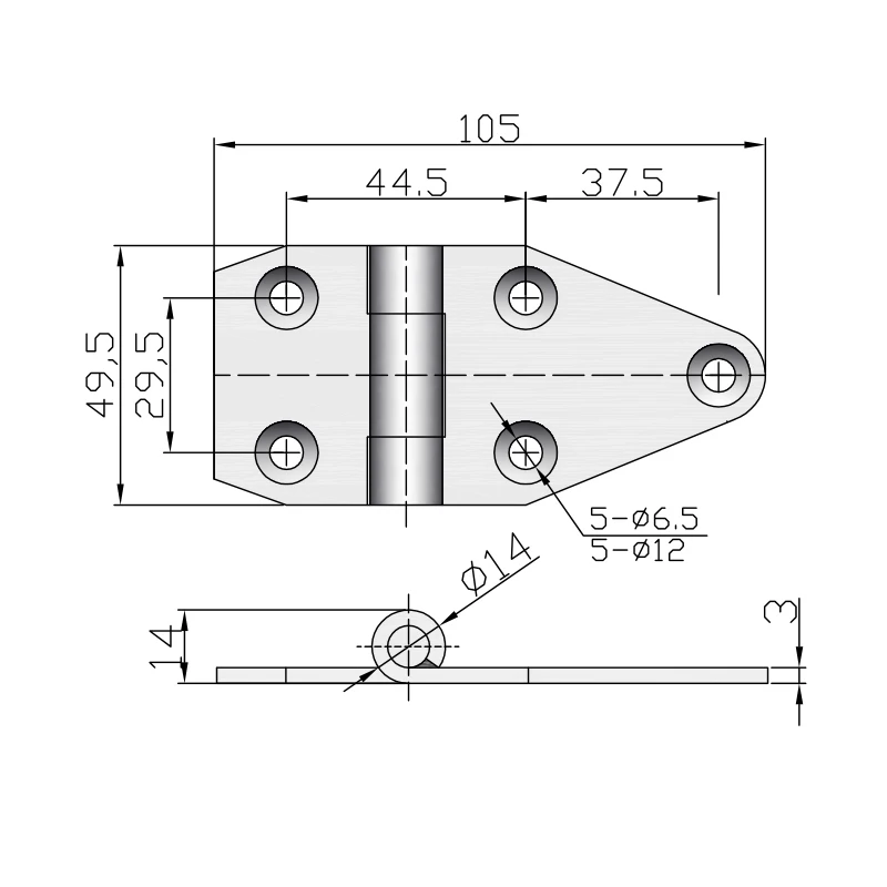 Stainless Steel Hinge Refrigerator Cabinet Exposed type  Thickened Load-Bearing  Iron Hinge for Heavy Machinery Cabinets