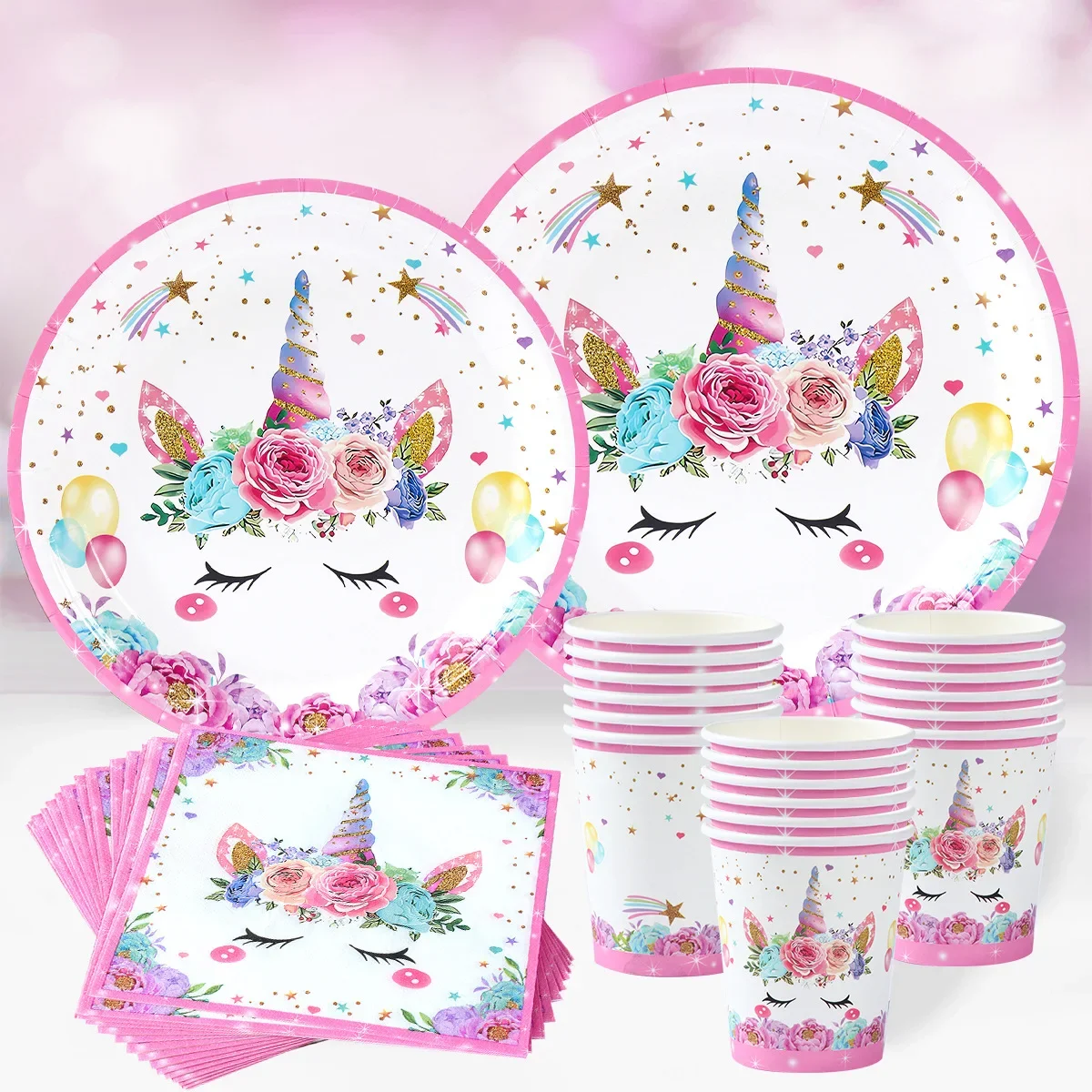 Jednorożec Dekoracja imprezowa Jednorazowa zastawa stołowa Jednorożec Dekoracje urodzinowe Dzieci Baby Shower Dziewczynka Urodziny Party Supplies — zdjęcie 2