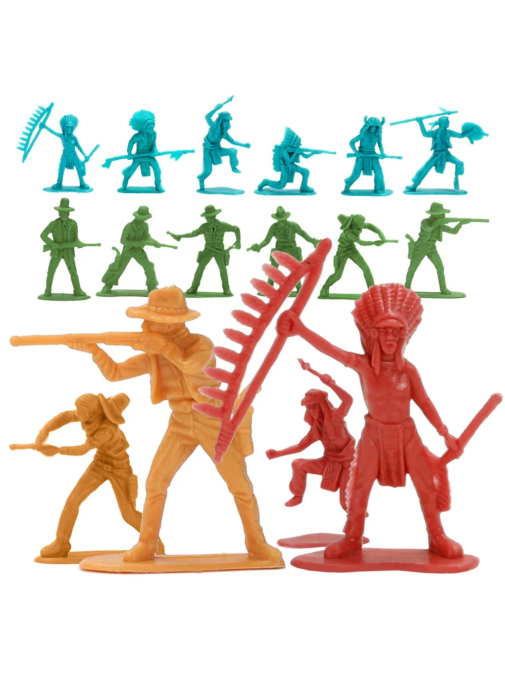 ViiKONDO armée hommes Playset indien vs Cowboy 50 pièces Figure soldat sauvage aventure occidentale petites troupes 6 poses Wargame cadeau pour les garçons