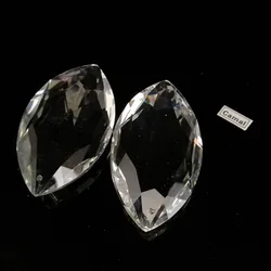 Camal 2PCS 63mm K9 Clear Crystal Horse-eye Drop Prisms Pendant SunCatcher Lamp Lighting Chandelier Parts Hanging Ornament Home