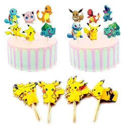 Décorations de fête d'anniversaire Pokemon Pikachu, gâteau au poulet, cure-dents, boîte à pop-corn, anime pour enfant, garçon, fournitures de fête