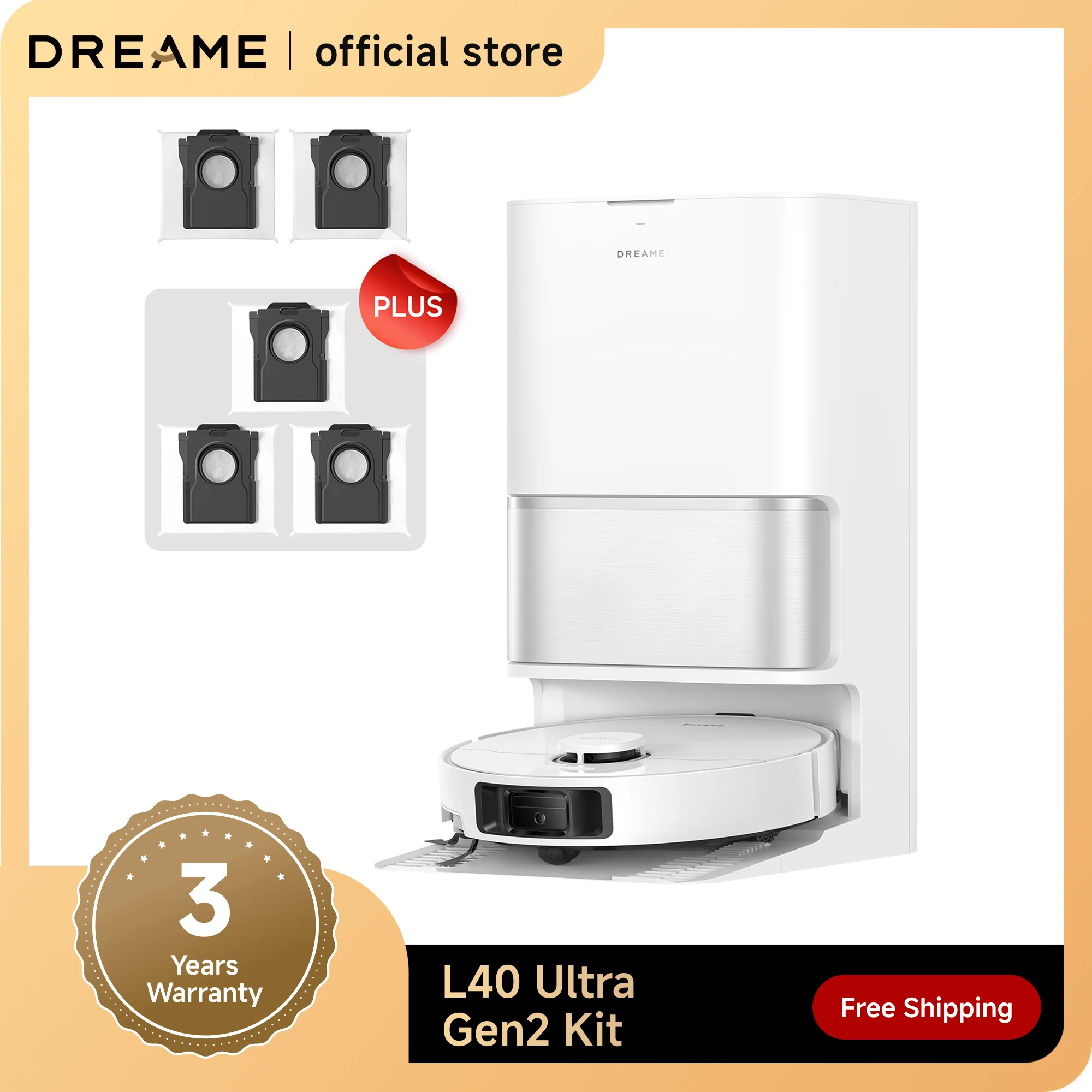 

Dreame Robot Vacuum and Mop, 25KPa Suction, Extendable Side Brush&Mop, Self-Emptying & Cleaning Dock, White
