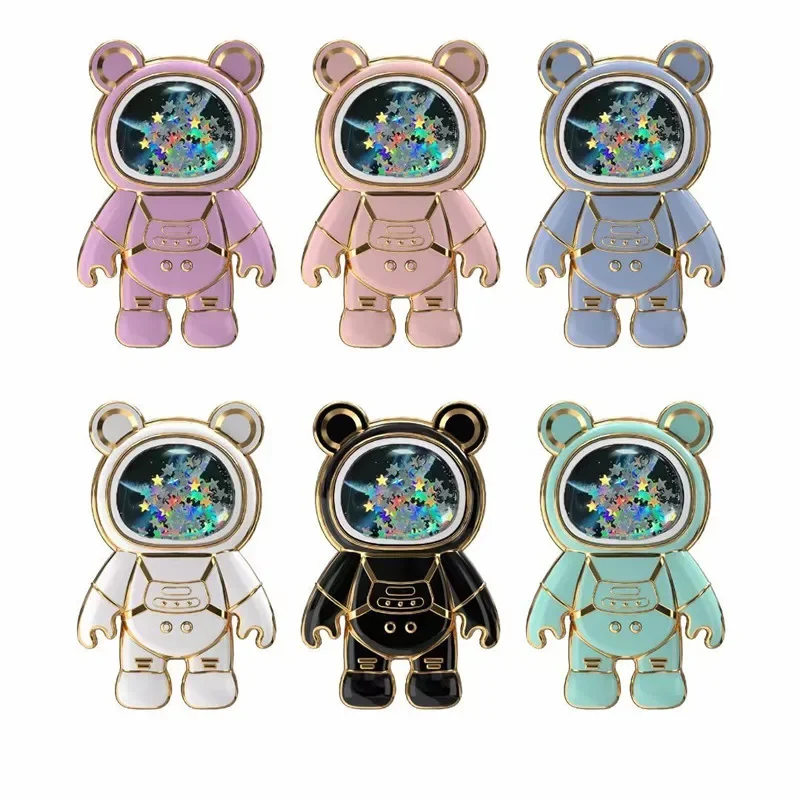 Quicksand espace ours support de téléphone pour Samsung XIAOMI HUAWEI iPhone OPPO étui dessin animé téléphone portable support d'autocollant support