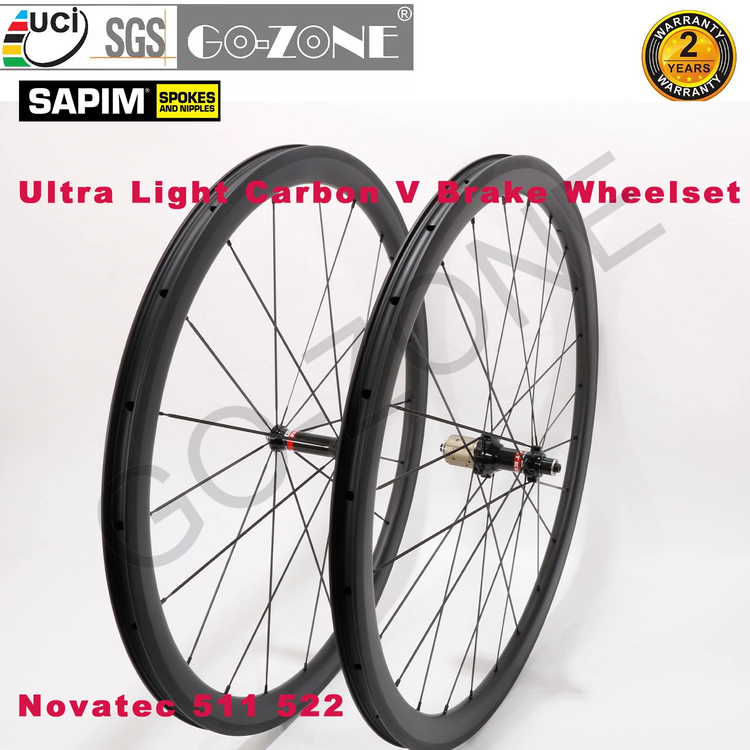 Super Light 700c Carbon Wheelset Clincher Tubeless Rim Brake Straight Pull Novatec 511 522 Sapim Carbon Road Rim Brake Wheels