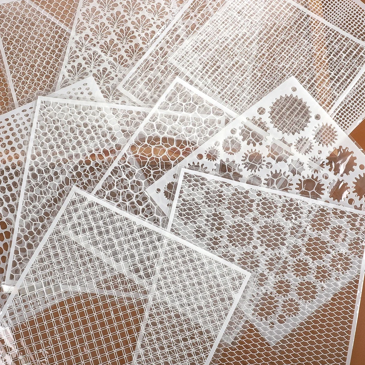 Panneau de masquage en plastique graphique en écailles de poisson en nid d'abeille en brique rouge, tampon créatif pour Journal de bricolage, fournitures de papeterie pour étudiants