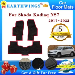 Car Floor Mats For Skoda Kodiaq NS7 5 Seater 2017 2018 2019 2020 2021 2022 Foot Pads Carpets Rugs Panel Cover Auto Accessories