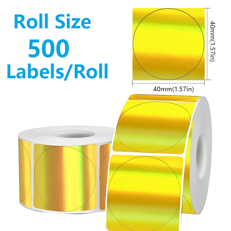 VOOR Phomemo 241BT 246S D520 50mm-150mm LABEL Holografisch Zilver Laser Goud Gradiënt Bedankt Kaart sticker voor LOGO Barcode Birthda