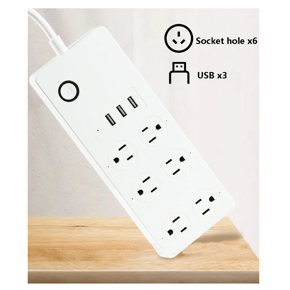 Tuya Smart WIFI Power Strip US with 3 USB Ports 6 Smart Plugs Power monitoring Individual Control Works With Alexa Google Home