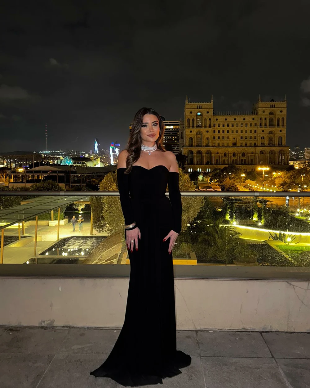 Msikoods Customized Long Sleeve Bodycon Prom Dress Black Bespoke Occasion Dress Off Shoulder High Slit Luxury Evening Party Gown