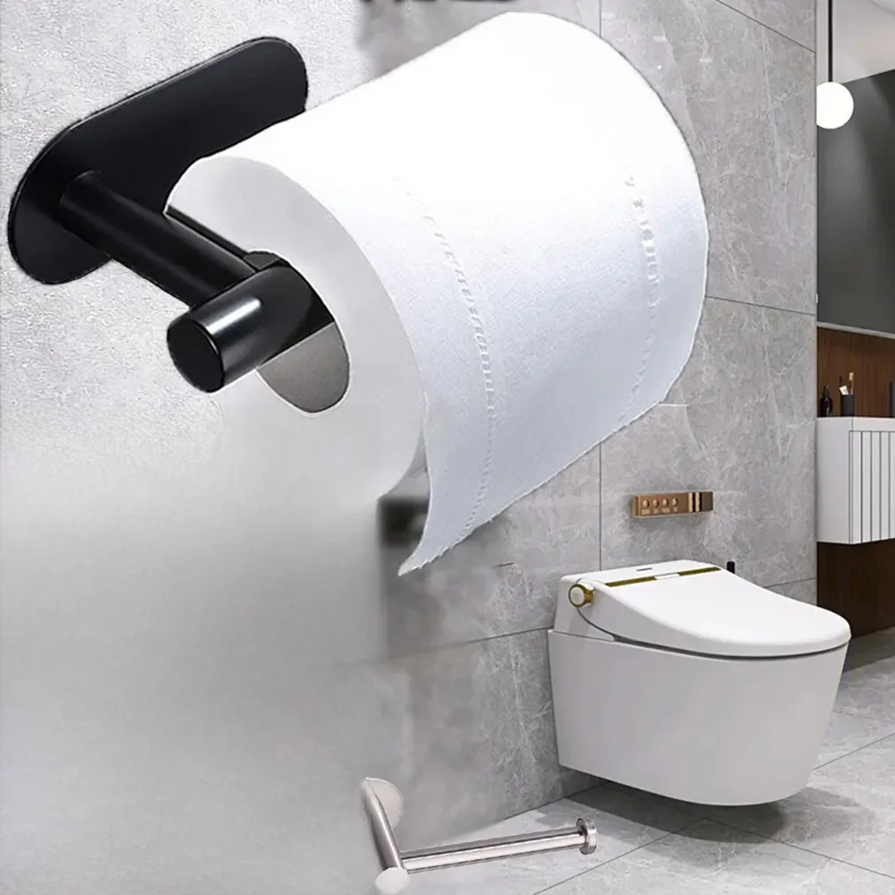 Suporte de papel higiênico sem perfuração, rolo de banheiro, dispensador de toalha, cabide de aço
