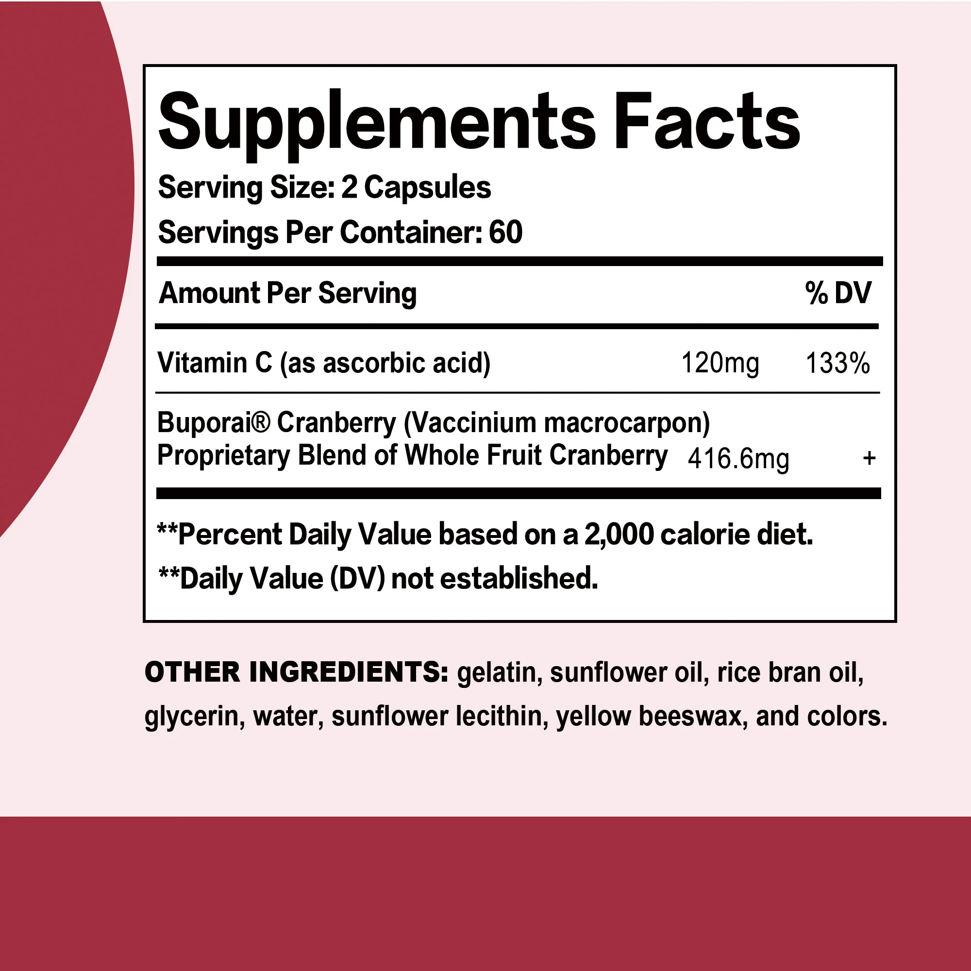 Cranberry Capsules - with Vitamin C - Supports Urinary & Immune Health, Bladder Control, Antioxidant - 120 Capsules