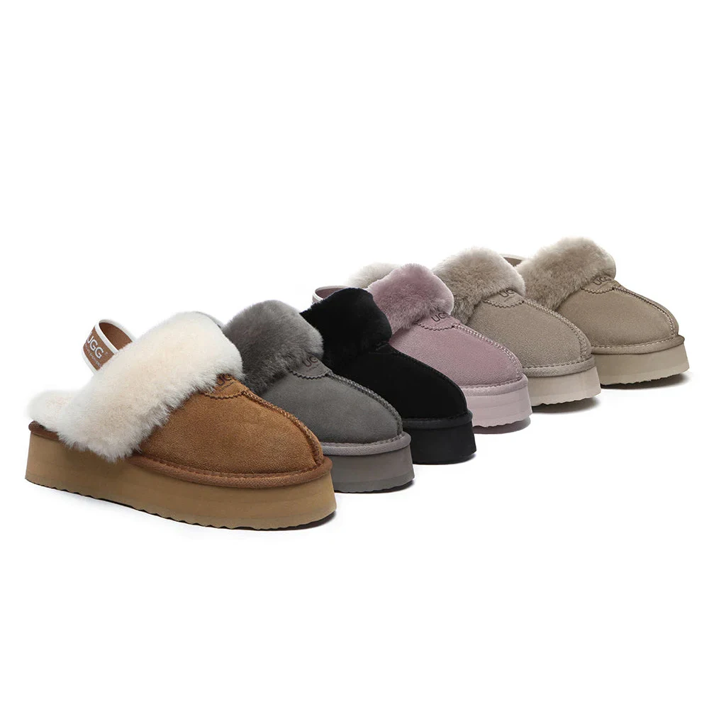 Australian Hag and platform key height banding strap removable fleece slippers AS2048