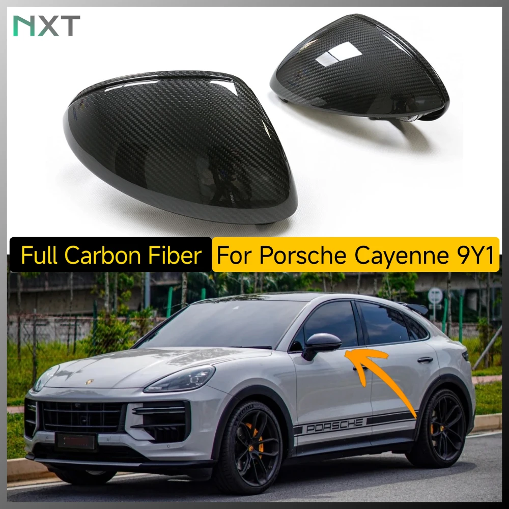 

For Porsche Cayenne 9Y1 2018 - 25 Turbo GT GTS Real Dry Carbon Fiber Rear View Replace Mirror Replacement Cover Horn LHD & RHD