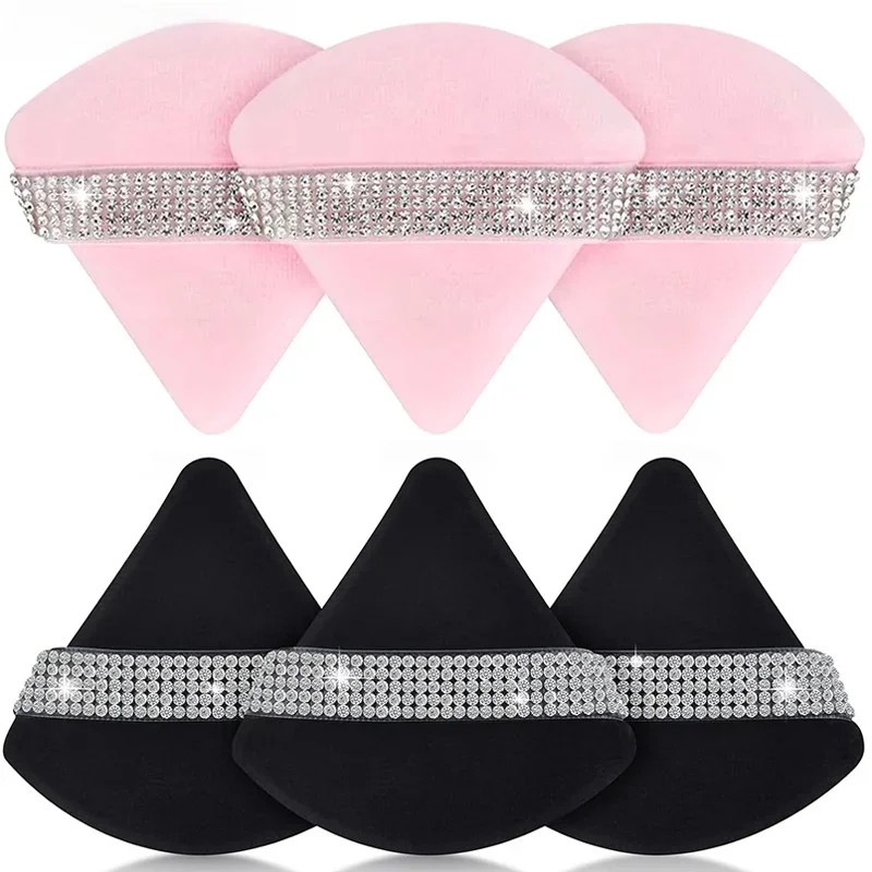 3 szt. Diamentowy trójkąt Puff do twarzy miękkie narzędzie do makijażu Rhinestone miękka gładka gąbka aksamitna gąbka do makijażu akcesoria kosmetyczne — 2