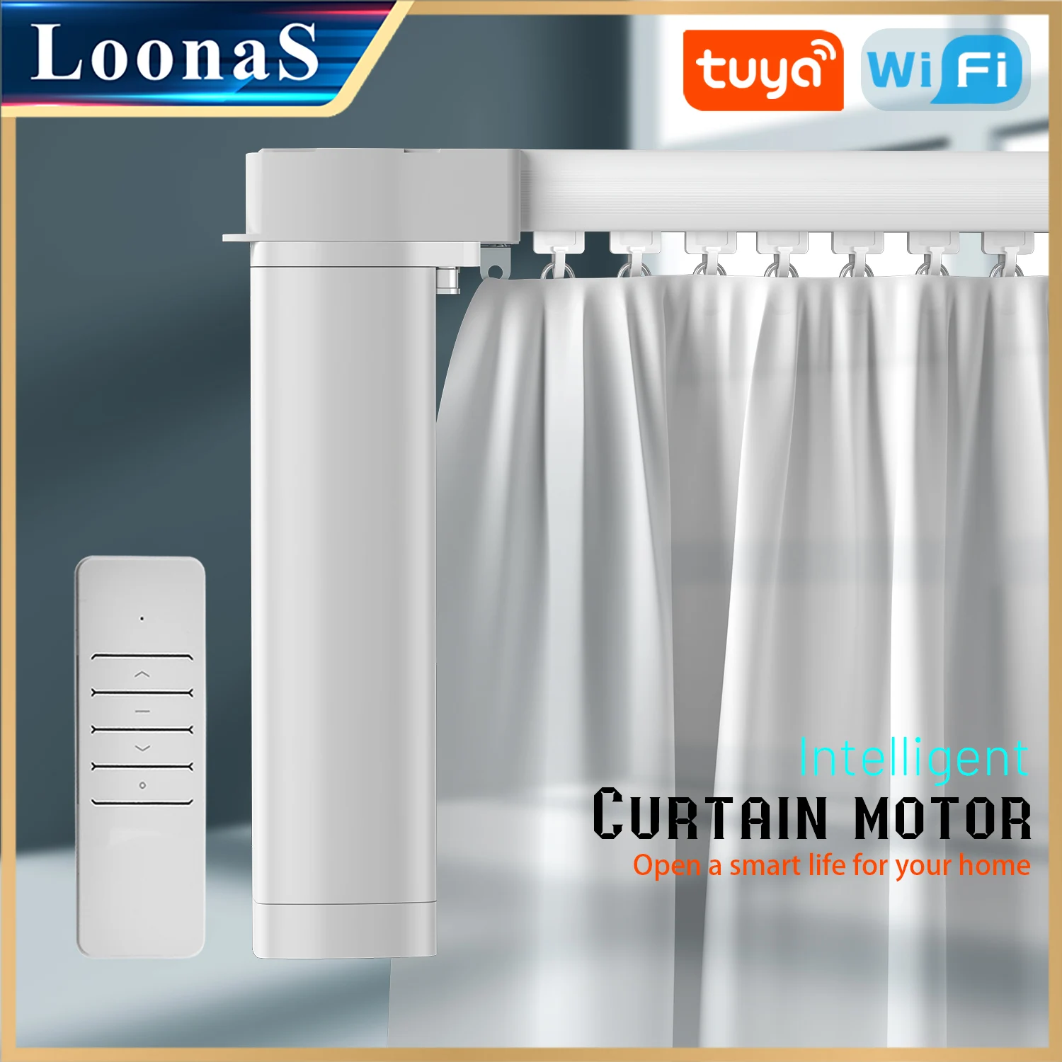 Smart Curtains Electric Automatic Curtain Drive Rod Motor System Tuya Wifi Support Alice Google Assist